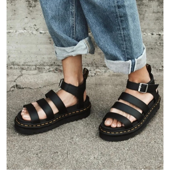 Dr. Martens Blaire Sandals Women’s 8 Platform Gladiator Leather Strappy Chunky - Picture 1 of 9